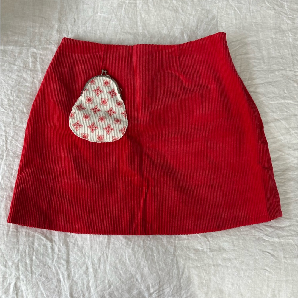 Rachel antonoff corduroy mini skirt with coin purse size 4
